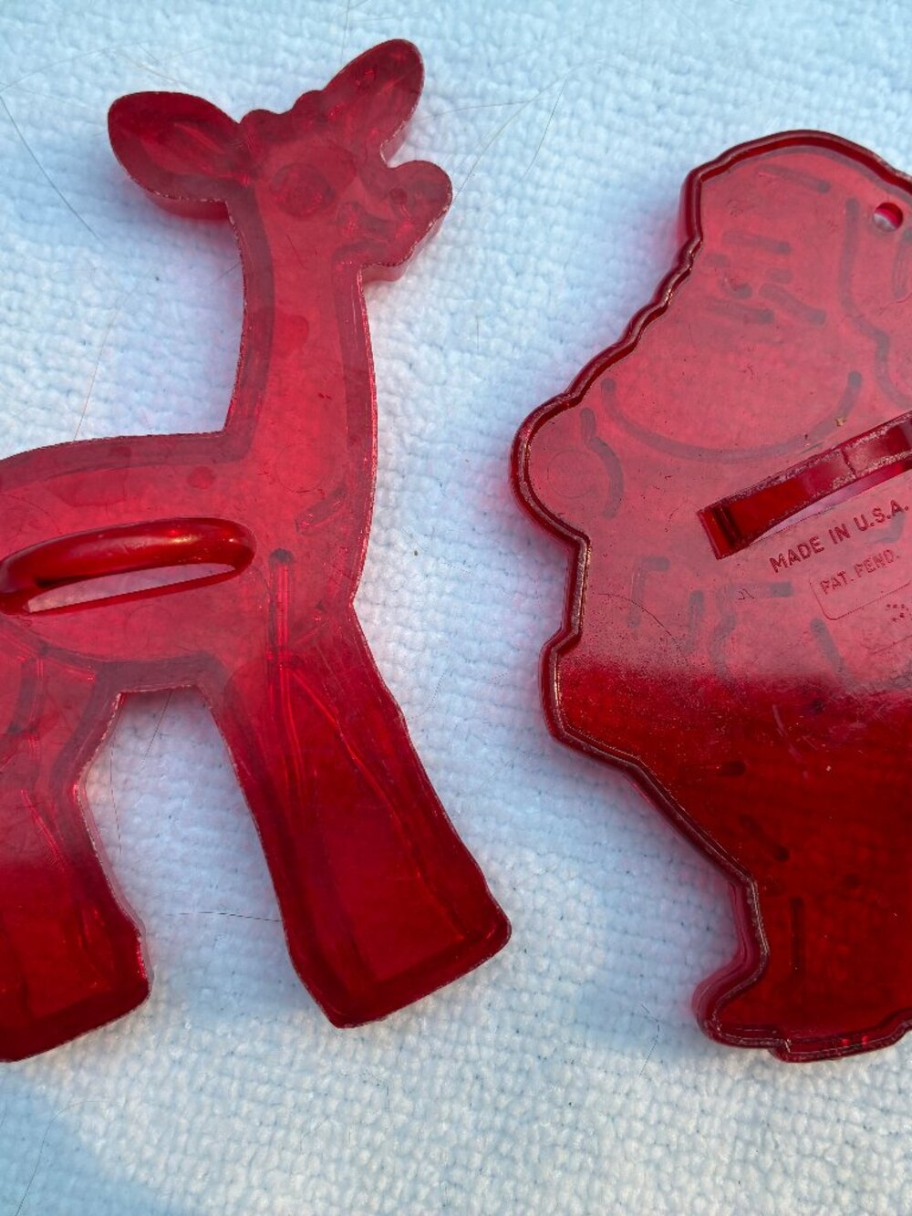 Set of Two Cookie Cutters Original Montgomery Ward Looking Rudolph and Santa